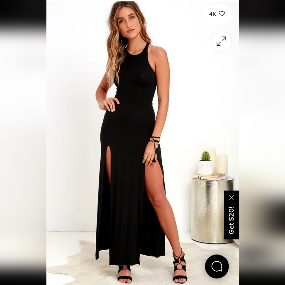 Racerback Black Maxi Dress With 2 Front Slits